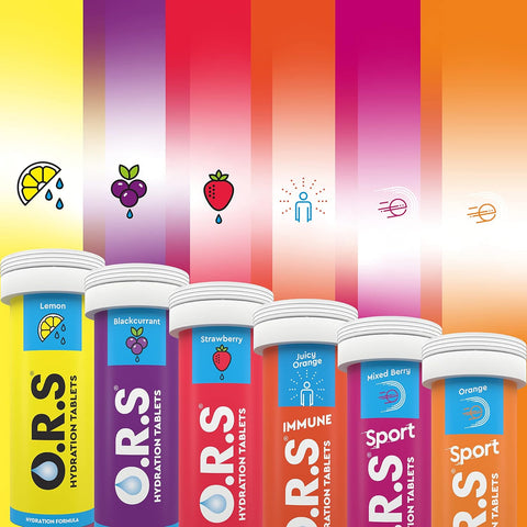 O.R.S Hydration Tablets with Electrolytes Natural Lemon Flavour 96 Tablets (Pack of 4 x 24)