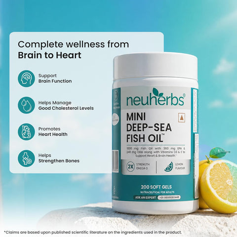 Neuherbs Deep Sea Fish Oil Omega-3 Capsules - 1000Mg, 200 Softgels – image 6