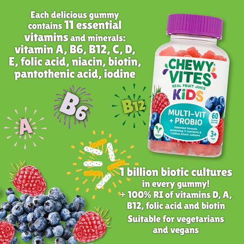 Chewy Vites Kids Multi- Vitamin Probiotic Gummies 60'S