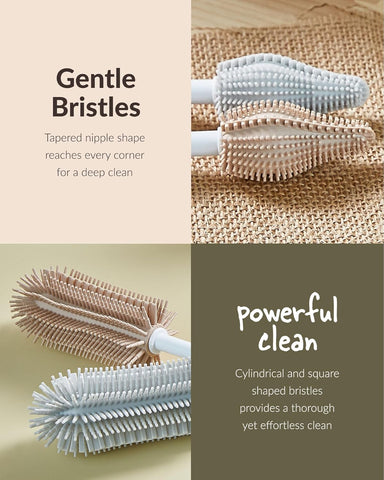 Moyuum Silicone Bottle Cleaning Brush Set Spong Bottle & Nipple Brus with 360° Rotating Handle – Soft, Scratch-Free Bristles for Baby Bottles, Nipples & Glasses, Quick-Drying and Durable (Mint)