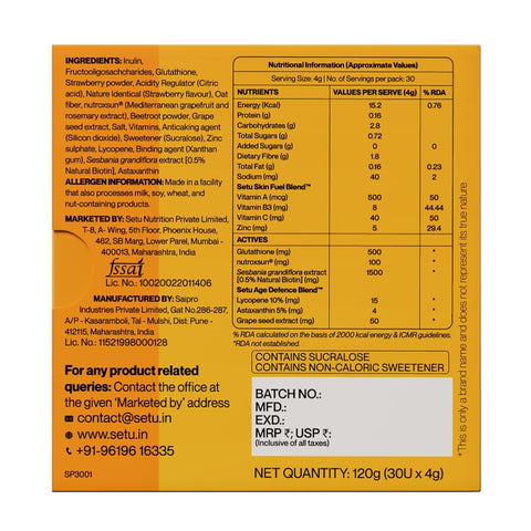 Setu Skin Protect Powder 30 Sachets, Strawberry