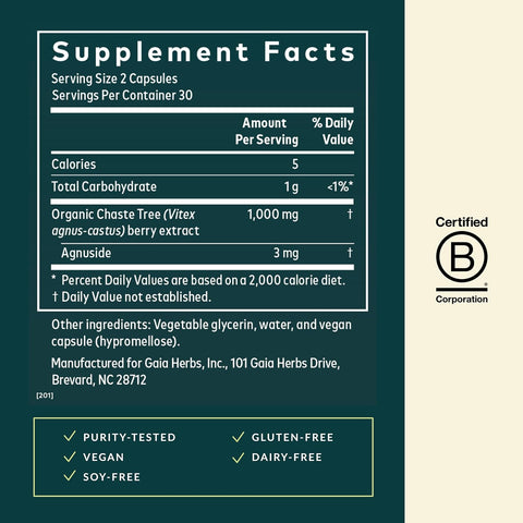 Gaia Herbs Vitex Berry Womens Health Support 60 Caps