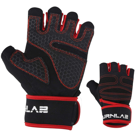 Burnlab Basic Gym Gloves with Wrist Support (Red L)