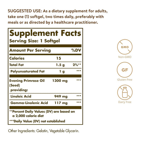 Solgar Evening Primrose Oil 1300 Mg, 60 Softgels