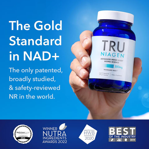 TRU NIAGEN Nicotinamide Riboside NAD+ Supplement for Reduction Patented Formula NR is more efficient than NMN, 300 mg per serving 90 days (3 months / 1 bottle)