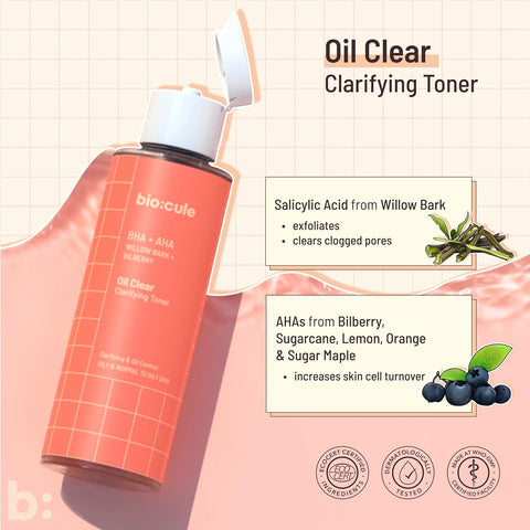 Biocule Oil Clear Clarifying Toner : BHA + AHA 100ml