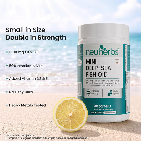 Neuherbs Deep Sea Fish Oil Omega-3 Capsules - 1000Mg, 200 Softgels – image 5