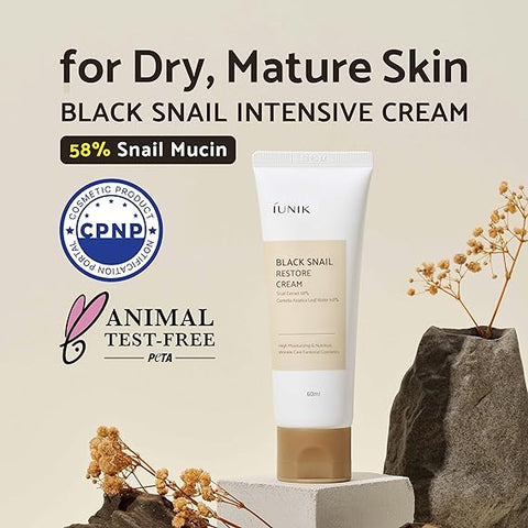 IUNIK Black Snail Restore Cream 2.02 Fl Oz - 58% Black Snail Mucin Secretion