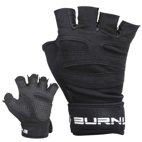 Burnlab Basic Gym Gloves with Wrist Support (Black , Medium)