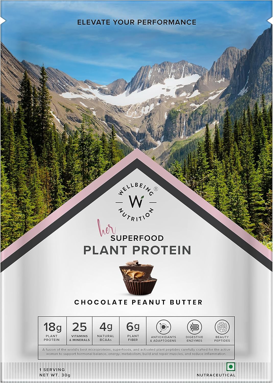 Wellbeing Nutrition Organic Vegan Plant Protein Powder for Women | Chocolate Peanut Butter - 30gm