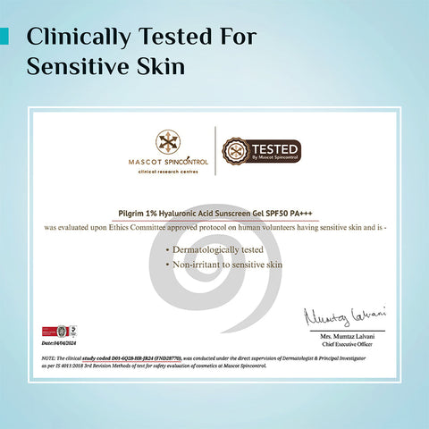 Pilgrim 1% Hyaluronic Acid Sunscreen Gel SPF50 with Korean White Lotus 50g