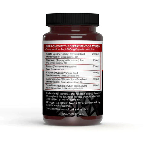 Vedapure L-arginine Nitric Oxide Booster + Vedapure Testosterone Booster (Tribulus, Safed, Shilajit) - 60 Caps Each