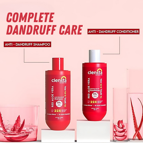 Complete Dandruff Care :  Clensta Red Aloe Vera Anti-Dandruff Shampoo (250ml) and Clensta Red Aloe Vera Anti-Dandruff Conditioner (250ml) (CLPO86)