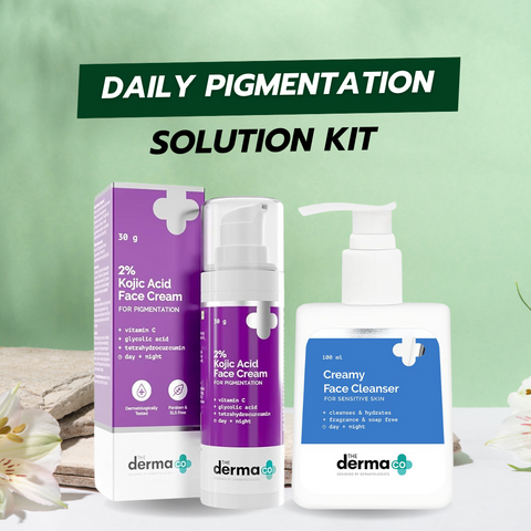 Daily Pigmentation Solution Kit- THE DERMA CO 2% Kojic Acid Cream 30 gm + THE DERMA CO Creamy Cleanser 100ml Combo