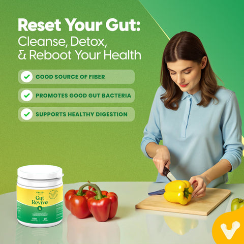 Valeo Gut Revive | Gut Cleanse for Women & Men | Prebiotics, Probiotics & Fiber for Digestive Health - 280g Powder