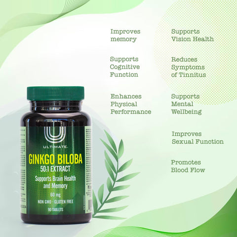 Ultimate Ginkgo Biloba 60 mg 90 tablets - Brain Health and Memory