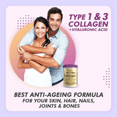 HealthyHey Collagen Gold Series with Hyaluronic Acid, Biotin & Vitamin C - No Smell - Easy to Mix - No Added Sugar 200 gm