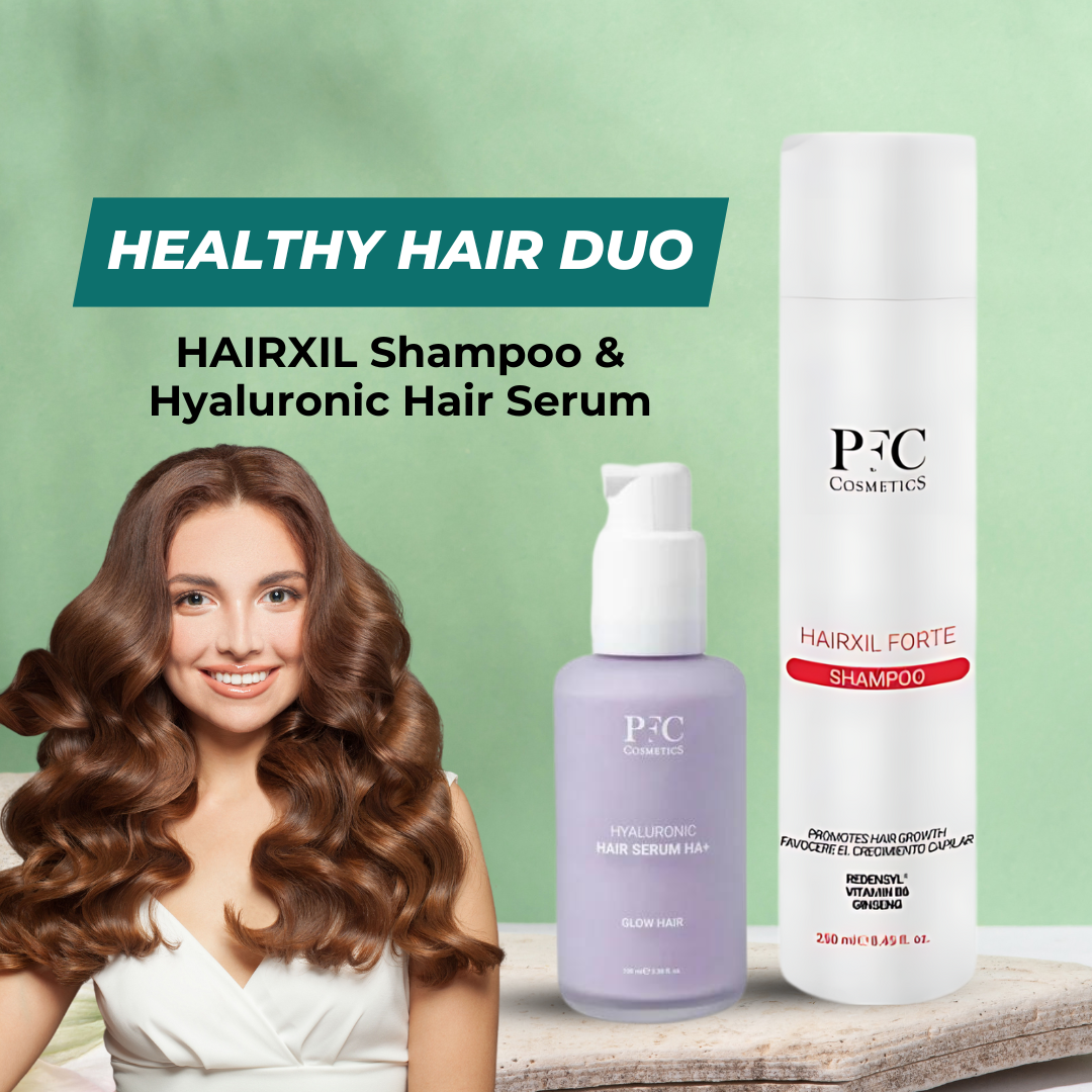 Hair and Scalp Care Combo : PFC Samapharma HAIRXIL FORTE SHAMPOO 250 ML + PFC Samapharma Hyaluronic Ha+ Hair Serum 100ml