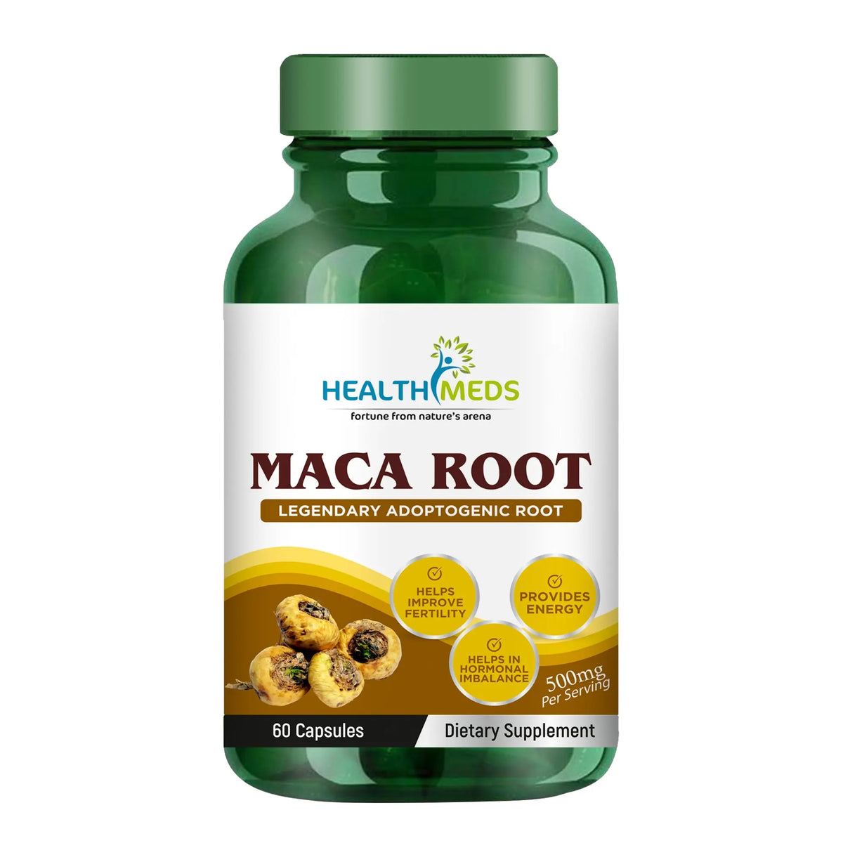 Healthmeds Maca Root Extract Capsule Dietary Supplement For Men & Women - 500mg 60 Veg Capsules