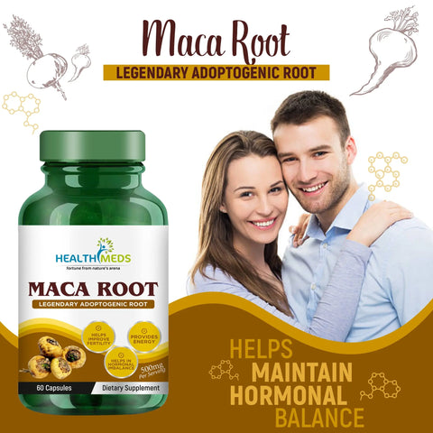 Healthmeds Maca Root Extract Capsule Dietary Supplement For Men & Women - 500mg 60 Veg Capsules