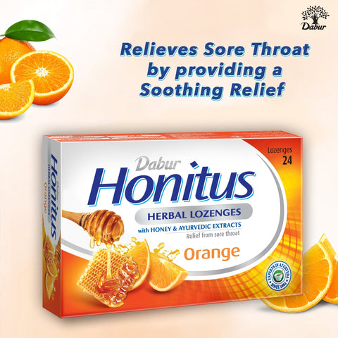 Dabur Honitus Herbal Lozenges- Orange, 24 Lozenges