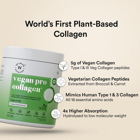 Wellbeing Nutrition Vegan Pro Collagen - Lemon & Lime 250gms (25 servings)