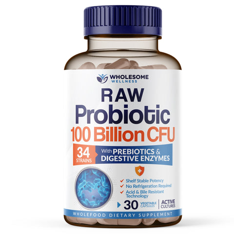 Wholesome Wellness Raw Probiotics 100 Billion CFU Organic 30 Tablets