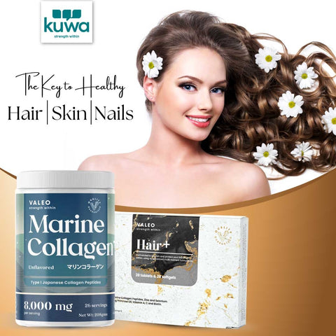 Valeo Marine Collagen and Valeo Hair+ combo