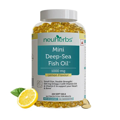 Neuherbs Mini Deep Sea Fish Oil Omega 3 Capsule 1000Mg- 200 Softgels
