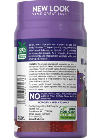 Nature's Truth Kids Black Elderberry With Vitamin C, Zinc