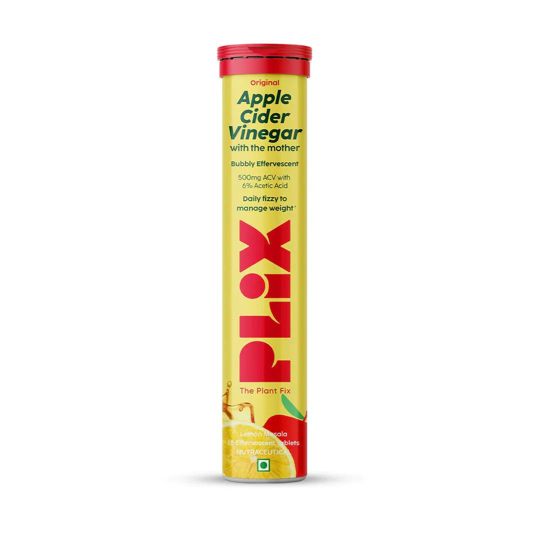 Plix Apple Cider Vinegar Juicy Lemon masala Daily fizzy to manage weight 15 Effervescent Tablets