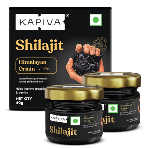 Kapiva Himalayan Shilajit/Shilajeet Resin 40g - For Endurance and Stamina | Contains Lab Report Pack of 2