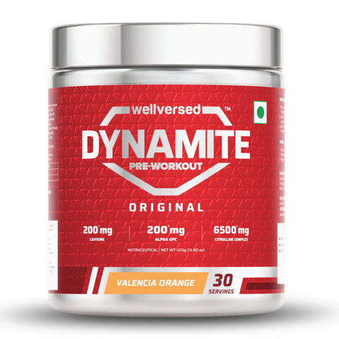 Wellcore Dynamite Pre-Workout Powder with Citrulline - Valencia Orange, 420g