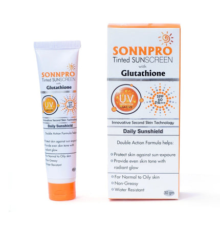 Buy SONNPRO Tinted Sunscreen with Glutathione 30gms Online Buy SONNPRO Tinted Sunscreen with Glutathione 30gms Online
