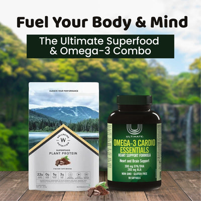 Superfood Plant Protein Italian Café Mocha + ULTIMATE OMEGA 3 CARDIO 90 CAPSULE
