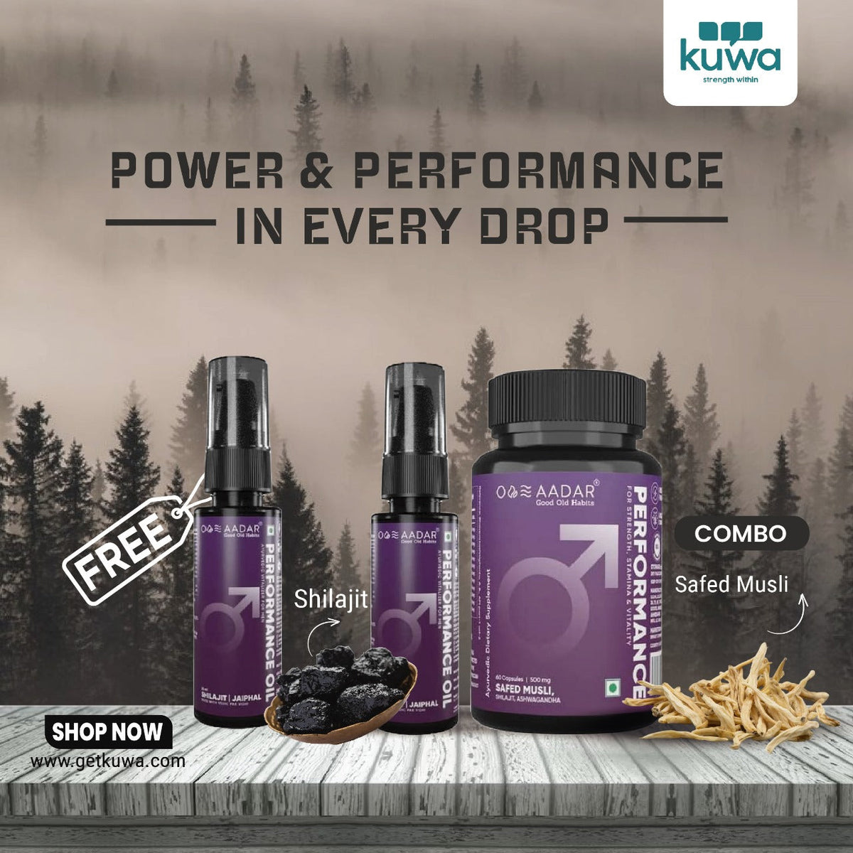 Aadar performance capsule and performance oil + free performance oil