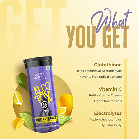 Makalu Alcotox Lime & Lemon Flavor, 14 Effervescent Tablets