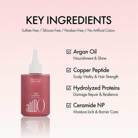 ANILLO Rosy Night Hair Ampoule Treatment - Water-to-Cream Formula, 200ml