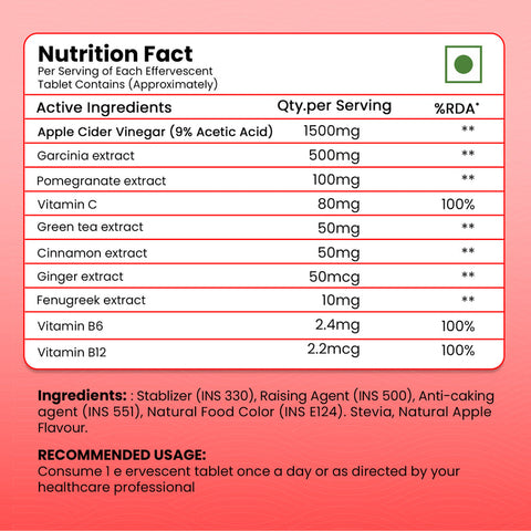 Herbal max Apple Cider Vinegar Effervescent Tablets 15 (Apple flavor)