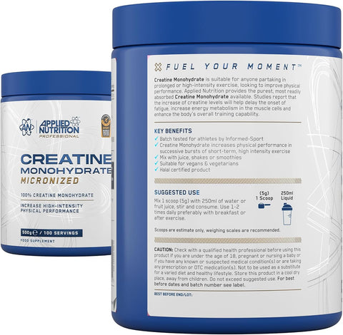 Applied Nutrition Creatine Monohydrate - Micronized, Unflavoured, 500g