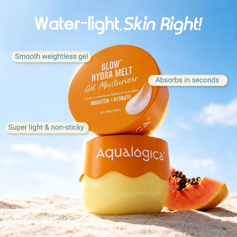 AQUALOGICA Glow+ Hydra Gel Moisturiser - Vitamin C & Papaya - 100g