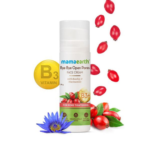 MAMAEARTH Bye Bye Open Pores Face Cream Face Moisturizer For Pore Tightening with Rosehip & Niacinamide 30 g (Pack of 1)