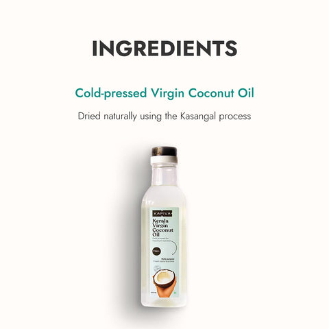 Kapiva Virgin Cold-Pressed Coconut Oil | 100% Pure, Organic & Edible | For Cooking, Skin & Hair Health, Oil Pulling (500ml)