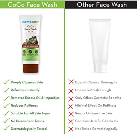 MAMAEARTH Women's CoCo Face Wash, with Coffee and Cocoa for Skin Awakening (100ml)