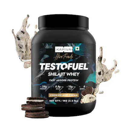 Kapiva TESTOFUEL Shilajit Whey Cookies and Cream Protein 1Kg