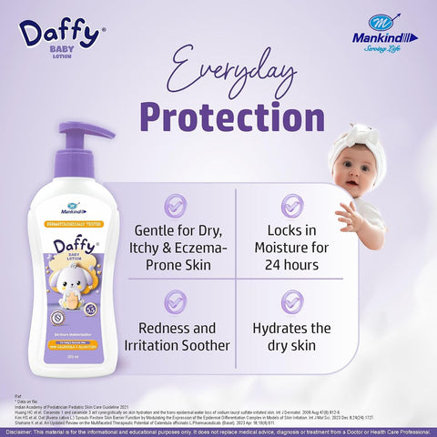 Daffy Baby Lotion - Gentle Moisturising for Newborns, with Calendula & Allantoin, 200ml