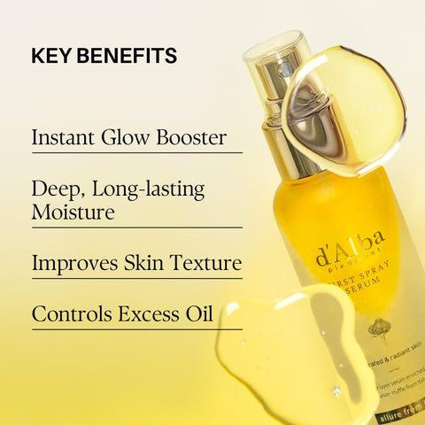 d'Alba Hydrating Glow Serum - White Truffle First Spray, Vegan, 50ml