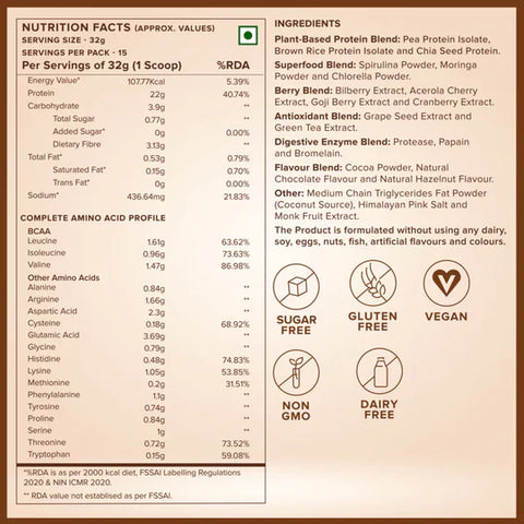 Well Being Nutrition Superfood Plant Protein Dark Chocolate Hazelnut and Plix ACV Apple Burst (Purple)