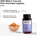 HK Vitals Iron + Folic Acid Supplement (60 Capsules) | With Zinc, Vitamin C & Vitamin B12, Supports Blood Building | Immunity And Energy
