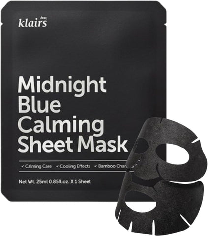 Dear, Klairs Midnight Blue Calming Sheet Mask - Bamboo Charcoal, 25ml